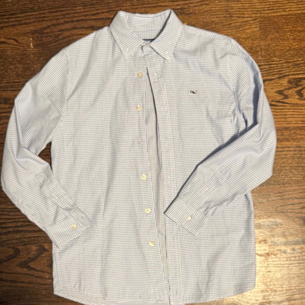 Vineyard Vines Light Blue Checkered Button Down Shirt